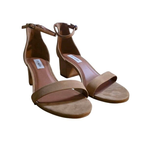 Steve Madden Women's Sz 9M Irene Tan Ankle Strap Chunky Heels - Picture 1 of 7